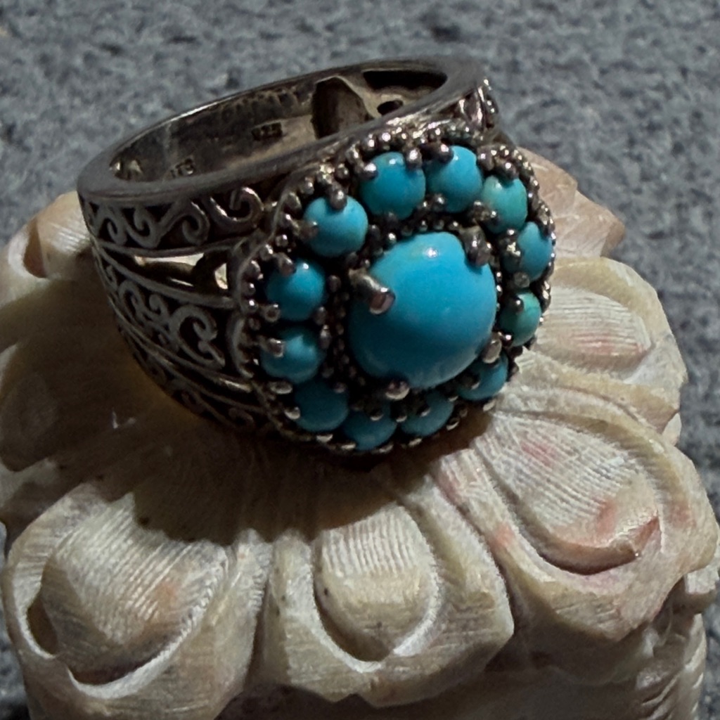 Sts Chuck Clemency Sterling Silver Turquoise Ring Size 7 (3)